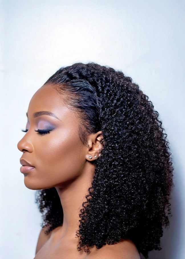 AFRO KINKY CURLY HALF WIG 4B/4C 16”